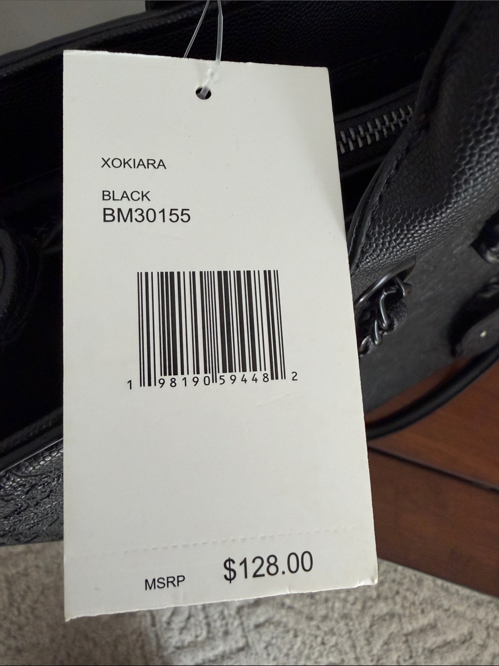 Betsey Johnson Black Embossed Skull Tote with Chain-Strap Accents - Picture 3 of 7